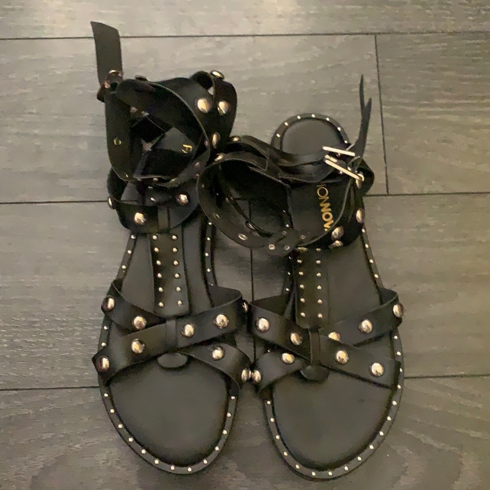 Fashion Nova Black Sandals with Silver Studs